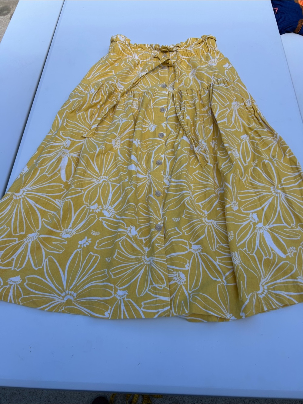 Yellow Floral universal thread Button-Front Women’s Skirt size Sm